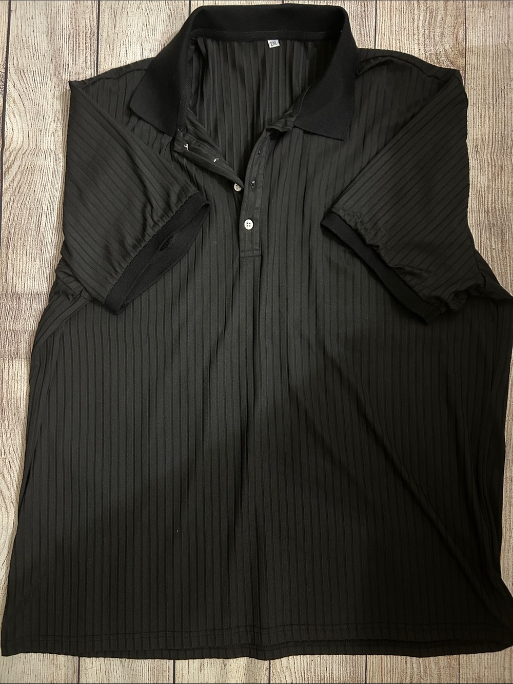 Men's Black Ribbed Polo Shirt
